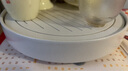 兮元记粗陶全陶瓷圆形茶盘家用高档小型储水茶台托盘干泡盘功夫茶具 全陶瓷千语干泡茶盘-白色 实拍图