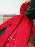 可拆卸派克服女长款棉服女中长款大码棉衣胖mm过膝韩版加绒加厚棉袄外套 红色 L（115--130斤） 实拍图
