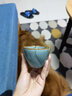 恒福 功夫茶杯主人杯单杯哥窑陶瓷茶具品茗杯冰裂纹玉兰杯青瓷喝茶杯 哥窑玉兰杯（天蓝）70ml 实拍图