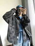 边七春秋季牛仔夹克外套男复古港风宽松长袖衬衣韩版潮流痞帅工装外套 【关注店铺优先发货】8015 黑色 3XL 实拍图