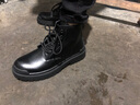跨足行男靴秋冬季加绒保暖高帮牛皮马丁棉靴英伦风中帮工装黑色雪地皮鞋 黑色6孔中帮系带款【四季款】 38 标准运动鞋码 实拍图