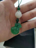 持为 手机挂件玉坠挂饰短款中国风手工编挂绳玉石个性创意菩提挂坠吊坠女手机链金色知了葫芦紫色绿玉髓钱袋 鲸生有你-绿玉髓 实拍图