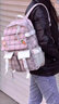 卡特骆 品牌拼色帆布书包女中学生日韩风小清新韩版学院风初中生高中生小学生女生书包原宿风双肩背包 白配蓝双肩包+补习袋【带徽章+挂件】 实拍图