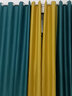 梦达莱全遮光窗帘成品免打孔安装罗马杆一整套卧室定制客厅防风保暖遮阳 拼接款：孔雀蓝+黄色 适用宽3.1-3.6米【窗帘高2.7米】 实拍图