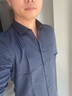 佐马仕 长袖衬衫男士衬衣商务修身免烫职业正装工装大码男装上班工作服 G2651藏青斜纹 39（115斤-130斤） 实拍图