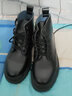 跨足行男靴秋冬季加绒保暖高帮牛皮马丁棉靴英伦风中帮工装黑色雪地皮鞋 黑色6孔中帮系带款【四季款】 39 标准运动鞋码 实拍图