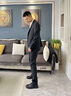 吉约蒙（G·MONS）西服套装男士商务抗皱易打理休闲西装套装结婚新郎职业正装西装 黑色A版【上衣+裤子】C0020 52 实拍图