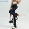 真维斯（Jeanswest）牛仔裤女2026夏季微喇裤高腰显瘦小个子水洗裤子女蓝灰S 实拍图