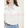秋水伊人时尚简约显瘦直筒衬衫秋季新款女休闲长袖打底衬衣 米白-经典款 L 实拍图