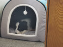 KimPets狗窝大型犬冬季保暖狗狗床可拆洗冬季猫窝封闭式狗屋冬天宠物用品 蓝灰拼接房子窝 3XL号【100*70*60cm适合75斤内】 实拍图