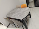 上林春天 岩板餐桌 实木餐桌椅组合现代简约伸缩折叠圆桌吃饭桌子餐厅家具 意大利灰-黑灰【轻奢皮椅灰色】 1.35m 一桌四椅 实拍图