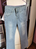 妙奕嘉高腰牛仔裤女微喇裤紧身喇叭裤春季新款修身裤子显瘦马蹄裤小脚裤 毛边微喇牛仔裤【浅蓝色】 L 【建议109-120斤】 实拍图