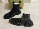 高筒切尔西男靴时尚百搭烟筒靴男女情侣鞋牛皮马丁靴男生套脚长筒靴子男士黑色高帮皮鞋厚底耐磨 黑色高筒(加绒) 40皮鞋码(等于运动鞋41码) 实拍图