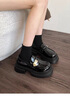 RXXBFB厚底乐福鞋女春夏季2026新款小个子增高女单鞋子日系jk制服小皮鞋 亮光黑 37 (235mm) 实拍图