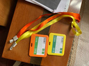 双面可视胸牌卡套工作牌卡套证件套带挂绳工作证学生饭卡套校牌门禁市民公交卡保护套员工挂牌厂牌套定制挂绳 双面可视-横款橘黄（含绳） 实拍图