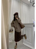 妃莉杋（FeiLiFan）针织连衣裙女装2025秋冬新款小个子气质显瘦小香风毛衣裙子女套装 咖色上衣+半身裙 M 实拍图