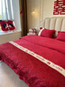 轻奢结婚四件套纯棉床单被套中式高级感红色婚庆陪嫁全棉床上用品 爱丽丝-红【顺丰速发+精美礼盒】 1.5米床单款（适合被芯200*230） 实拍图