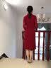 写卿中年妈妈装结婚礼服旗袍连衣裙喜婆婆婚宴装红色婚宴高贵时尚礼服 红色 4XL 实拍图
