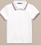 罗蒙男童短袖polo衫校服春夏新款T恤女童班服 条纹白色短袖POLO衫 170 实拍图