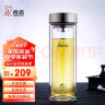 希诺抗菌玻璃杯双层商务办公车载水杯男高档泡茶杯子XN-9607K 410mL 实拍图