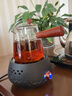 SYANF全自动煮茶器玻璃壶煮茶炉蒸汽煮茶壶迷你电陶炉家用煮茶炉花茶壶 9-黑晨露炉+青灰侧把壶 600ml 实拍图