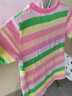 金布丁（JINBUDING）夏季女童T恤上衣适合2-8岁女宝宝穿的夏装新款短袖上衣中小童儿童 花朵粉绿条  短袖款 120 建议身高108-118cm 晒单实拍图