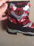 巴布豆（BOBDOG）男童雪地靴冬季新款中大童防滑加绒保暖儿童靴子 黑/红 35 适合脚长21.7cm 实拍图