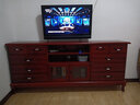 松园洛曼森 欧式实木电视柜小户型美式地柜卧室电视柜简约现代客厅视听柜 1.8十斗电视柜 棕红色 实拍图