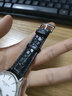 世辉（shihui）适用劳力士切利尼表带鳄鱼皮手表带男士真皮欧米茄天梭浪琴梅花积家江诗丹顿手表带女弧口蝴蝶扣 黑色黑线无扣【弧口款】 接口宽度  20MM 实拍图