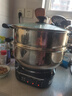 美菱 （MeiLing）电炒锅多功能加厚食品级304不锈钢电炒锅家用电热锅一体式电煮锅电蒸锅电火锅 【升级大开关】一锅双笼14L 32CM 实拍图