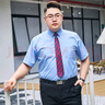 Cszxx大码短袖衬衫男正装加肥加大宽松商务休闲胖子纯色薄款免烫白衬衫 天蓝色 8XL适合290-320斤 实拍图