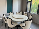 阅恒大理石圆形餐桌欧式椅组合餐台样板间样板房自建房大洋房餐厅圆台 一桌十椅1.6米桌1米转盘超纤皮椅 实拍图