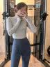 浪莎半拉链瑜伽服女紧身长袖跑步健身服外套训练运动上衣 白色 M  实拍图
