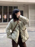 棉致菱格翻领撞色加厚棉服女冬季新款棉衣外套羽棉袄绒服小个子面包服 803米白色【高品质35】 L 125-150斤 实拍图