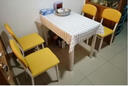 栢罗 餐桌椅组合北欧大理石纹钢化玻璃餐桌椅组合饭店饭桌家用小户型 白玻璃+6黄色椅 120cm 120*70*75(高) 实拍图