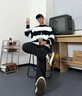 回力牛仔裤男秋季裤子男直筒裤宽松休闲阔腿裤简约长裤深蓝L 实拍图