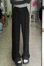 FitonTon黑色西裤女早秋2025垂感气质休闲裤设计感阔腿长裤直筒裤 实拍图