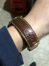 十瑞（SHIRUI）进口美洲鳄鱼皮表带男女适用于浪琴名匠天梭力洛克万国积家欧米茄卡地亚真皮手表带 棕色白线【玫金扣】 21mm 实拍图