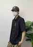 花花公子（PLAYBOY）衬衫男士短袖夏季宽松大码冰丝黑色外套青年潮流休闲衬衣 21017/C351黑色【短袖】 2XL 实拍图