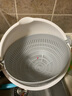 KOKUBO日本进口洗菜盆水果盘篮厨房沥水篮淘米盆双层旋转沥水篮 白灰L号 实拍图
