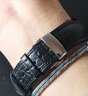 积优（JEAYOU）鳄鱼皮手表带男士双面真皮适配天梭美度浪琴万宝龙汉密尔顿精工西铁城上海表海鸥北京表优原装女款 黑色黑线 A表耳间距 22mm  B表扣间距 18mm 银色蝴蝶扣 实拍图