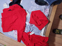 纤丝鸟棉氨秋衣秋裤套装男士圆领柔棉高弹透气吸汗中国红L 实拍图