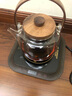 容山堂双内胆玻璃烧水壶蒸汽煮茶器蒸茶器养生壶大号泡茶电陶炉套装木盖 平光平盖提梁壶+小容黑胡桃茶炉 实拍图