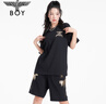 BOY LONDON【金翼锁链】夏季短袖情侣款翅膀烫金潮牌凉感T恤N01918 黑色N01021经典款 L 实拍图