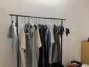 摩瑞迪简易衣帽架落地折叠阳台单杆晒衣服架子家用卧室晾衣杆挂衣架神器 60宽-黑色【CC拼接款】 实拍图