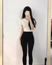 翊尚美交叉腰鲨鱼皮裤女秋冬季打底裤女外穿高腰收腹提臀运动紧身瑜伽裤 神秘黑【交叉腰显瘦款】 M【推荐105-125斤】 实拍图