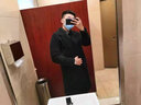染画秋冬季帅气过膝中长款毛呢大衣韩版宽松加厚呢子大衣男外套潮 黑色（厚） 3XL 实拍图