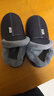 始丰棉拖鞋男冬季时尚PU皮革包跟居家用室内保暖防滑厚底情侣棉拖鞋 藏青 44-45(适合平时43-44码穿) 实拍图