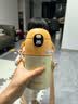 恩尔美（nRMEi） 儿童保温杯316不锈钢食品级小学生幼儿园便携上学专用吸管水杯子 奶油黄550ml【一杯三盖/316抗菌内胆/背带】 送儿童贴纸 实拍图