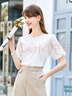 betu百图女装T恤圆领白T短袖女设计感蕾丝短袖T恤女 白色 L 实拍图